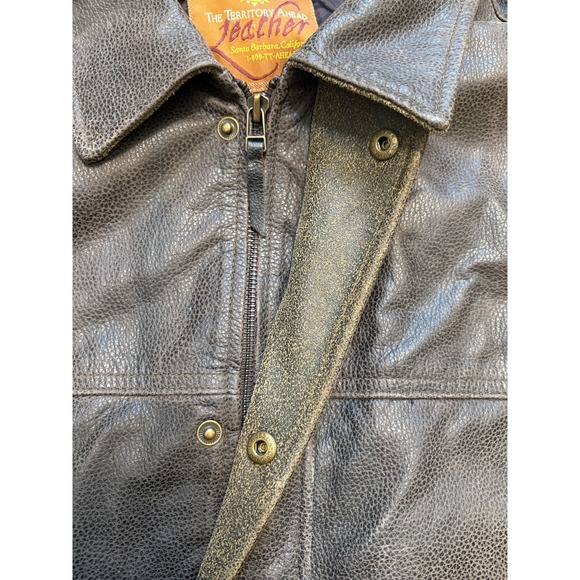 The Territory Ahead Leather  Bomber Jacket Men's XL Brown‎ Green - Picture 8 of 9